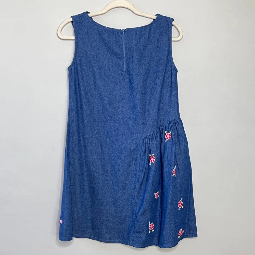 Sophie and Sam Girls‎ Denim Dress Floral Embroidered Sleeveless Size 14Y Blue
